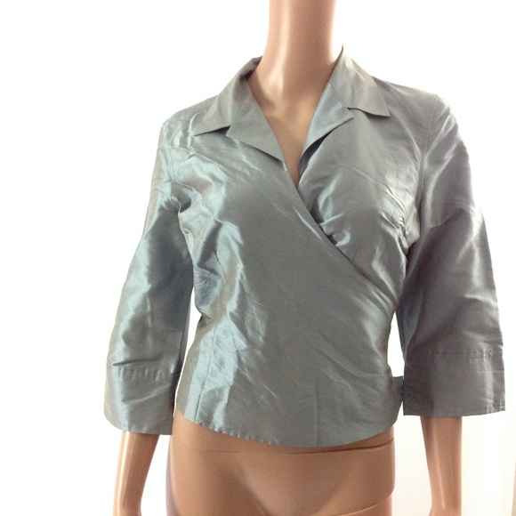 Talbots Women's Belted Blouse 100% Pure Silk Gray - Picture 1 of 4